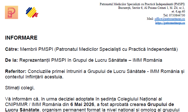 grup de lucru sanatate
